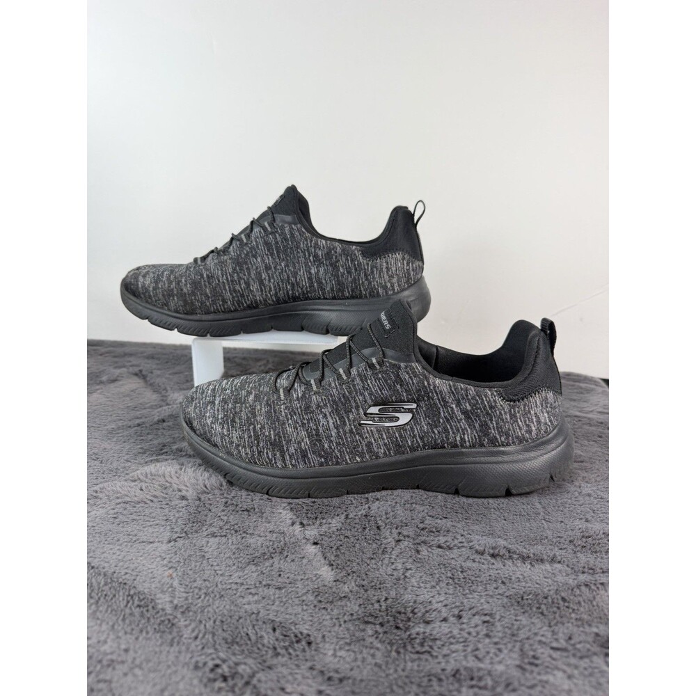 Skechers Women’s Size 9 Black Gray Knit Lace Up Comfort Walking Sneakers